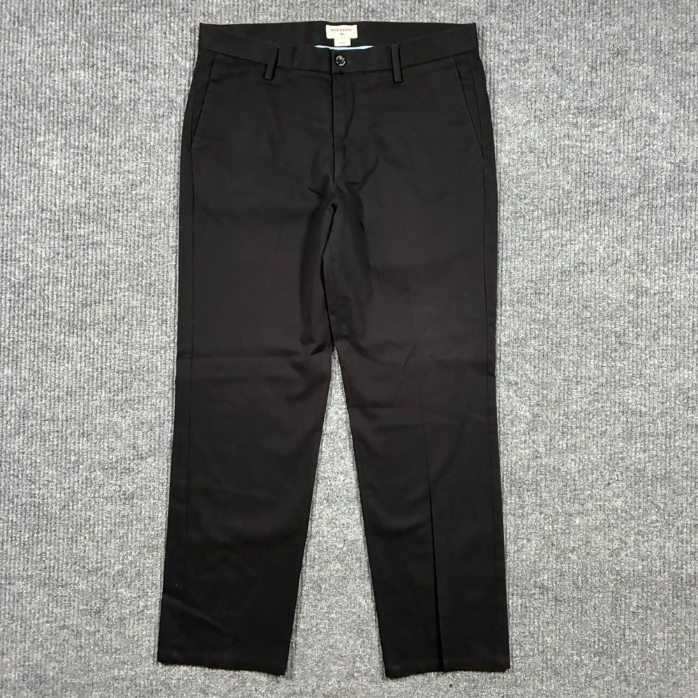 Dockers Slim Fit Dress Pants Mens Size 35x30 Black Flat Front Career Trousers